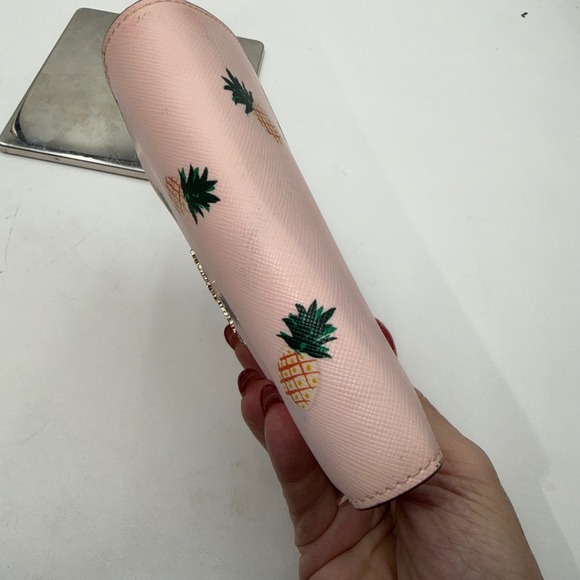 Kate Spade Pink Pineapple Print Bifold Wallet Wristlet - Picture 7 of 8